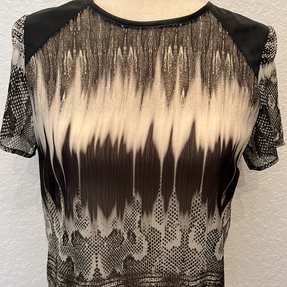 GENERATION LOVE‎ NY Sheer Top Snake Print Faux Leather Made USA Fitted  S - Picture 7 of 17